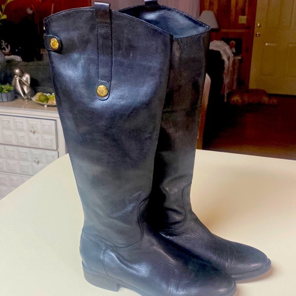 Black leather Sam Edelman knee hi boots